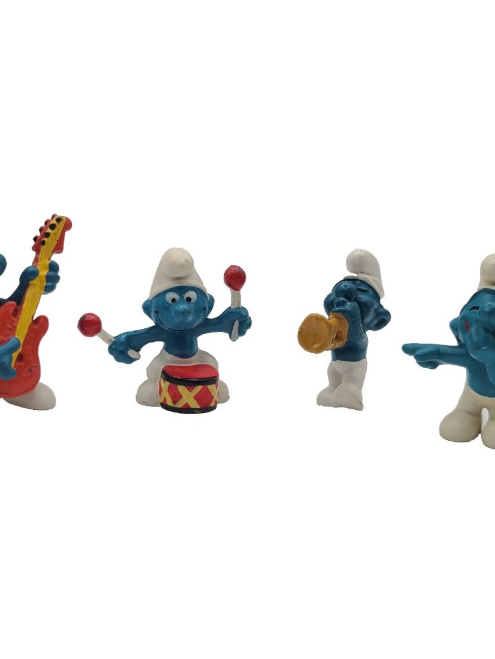 VTG Smurfs Band Figurines Lot – Guitar, Drums, Trumpet PVC Toys Pre US - Picture 6 of 8